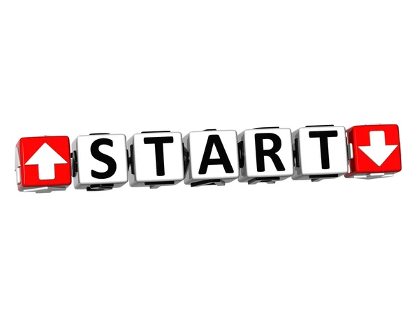 Pulsante Start 3D Clicca qui Blocca testo — Foto Stock