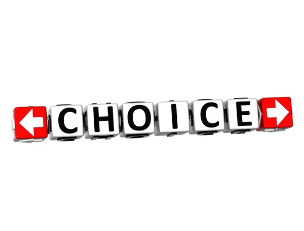 3D Choice Button Click Here Block Text — Stock Photo, Image