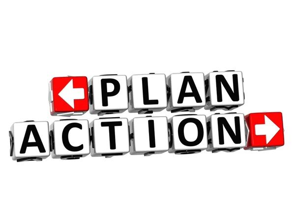 3D Plan Action Button Click Here Block Text — Stock Photo, Image