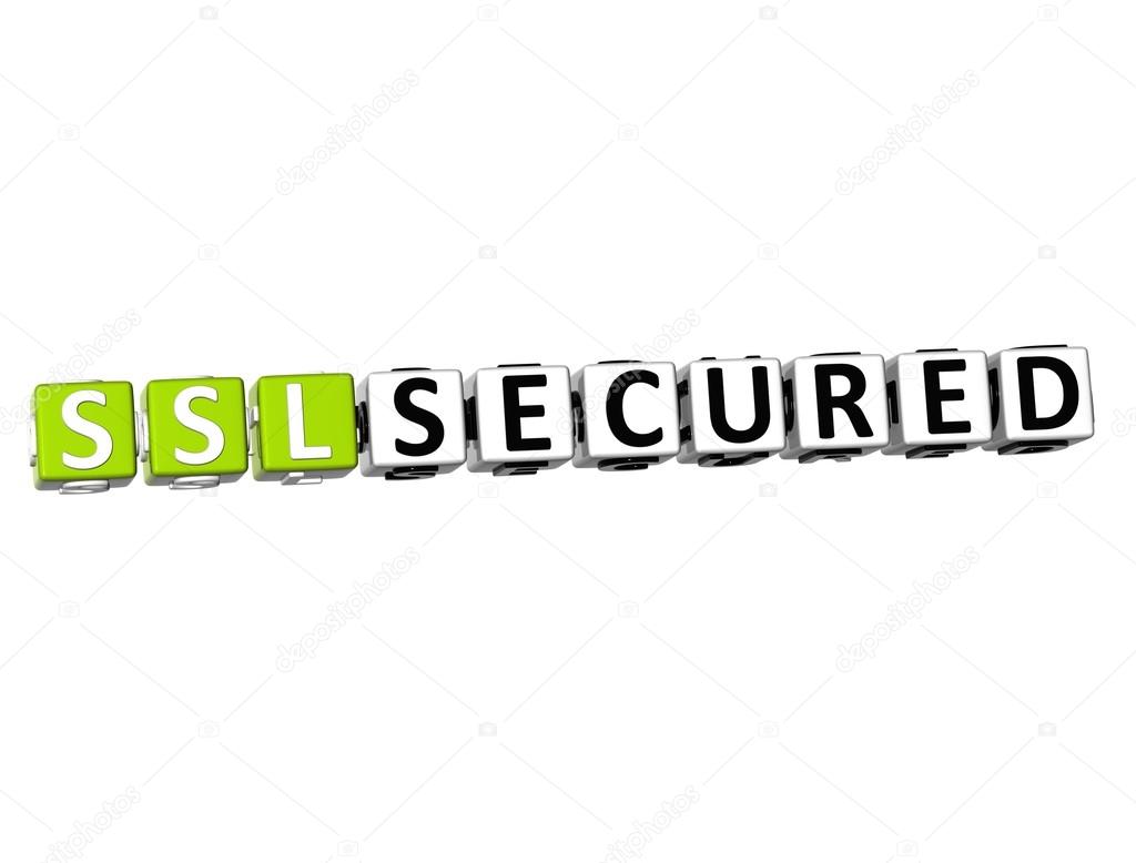 3D SSL Secured Button Click Here Block Text
