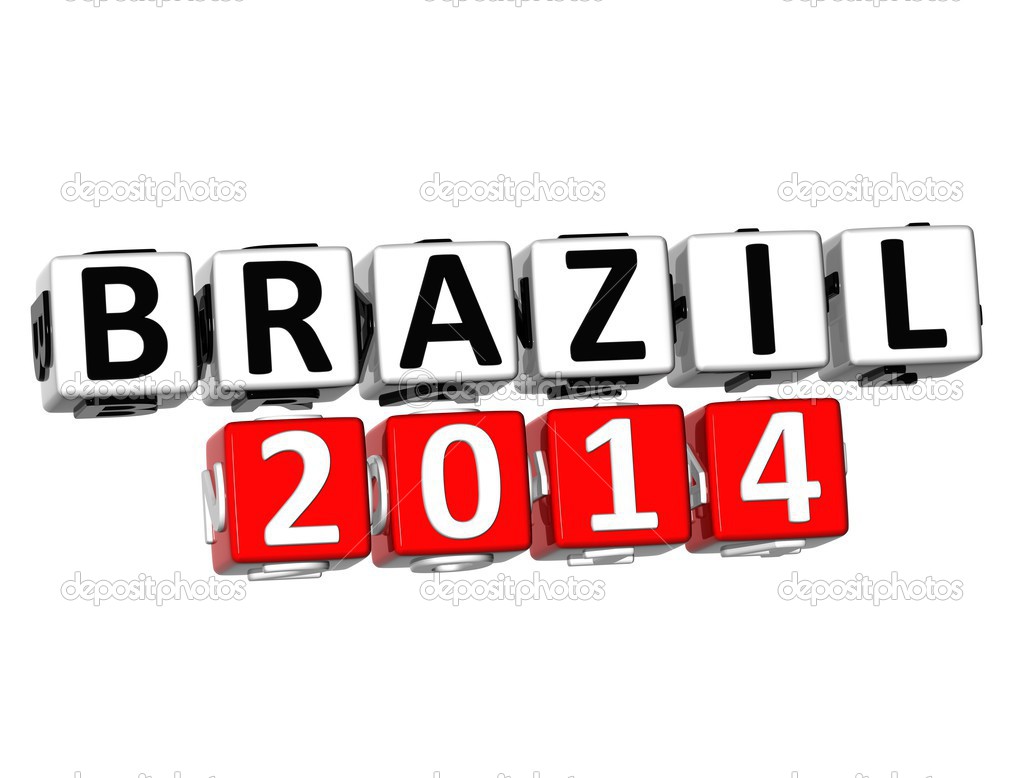 3D Brazil 2014 Button Click Here Block Text