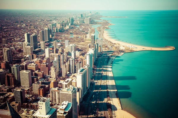 Chicago skyline flygfoto — Stockfoto