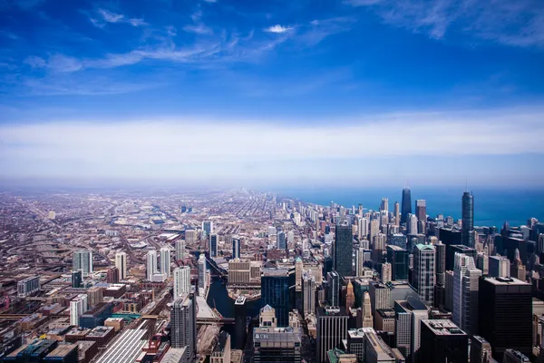 Chicago ufuk çizgisi hava görüntüsü — Stok fotoğraf