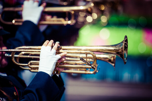 Brass Band in uniform performing