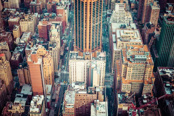 Veduta aerea dello skyline di Manhattan al tramonto, New York — Foto Stock