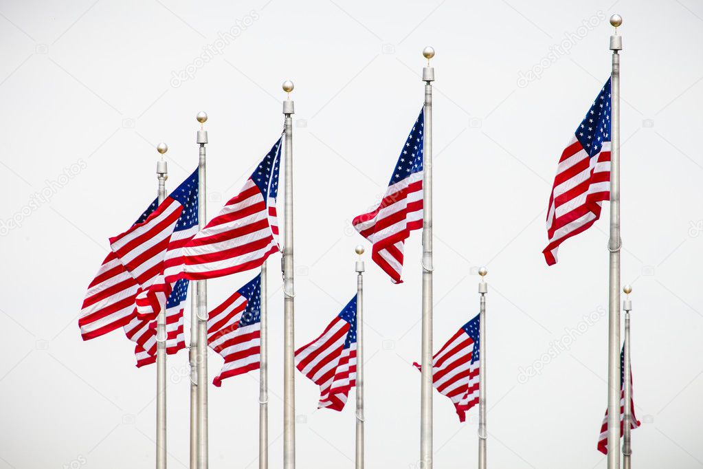 American flag on the sky 