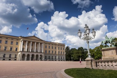 Panoramic view on the Royal Palace and gardens in Oslo, Norway  clipart