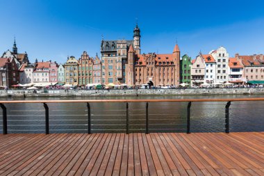 City of Gdansk (Danzig), Poland. Panoramic view of Old Town houses with reflections on Motlawa river waters clipart