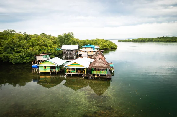 Panama Tropical Island Luftaufnahme Wilde Küste Üppig Exotisch Grünen Dschungel — Stockfoto