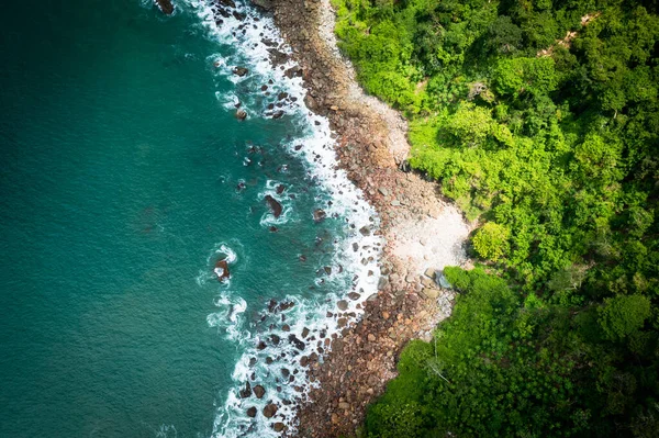 Panama Tropical Island Aerial View Divoké Pobřeží Bujná Exotická Zelená — Stock fotografie