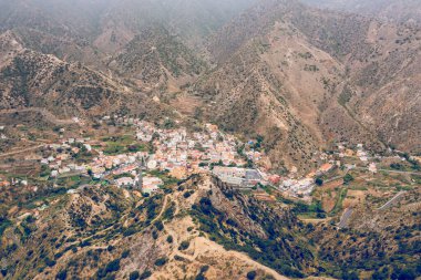Vallehermoso yukarıdan. La Gomera, Kanarya Adaları.