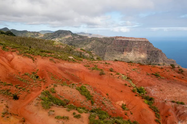 Gomera Canary Islands Aerial View Erosion Landscape Red Soil North — 图库照片