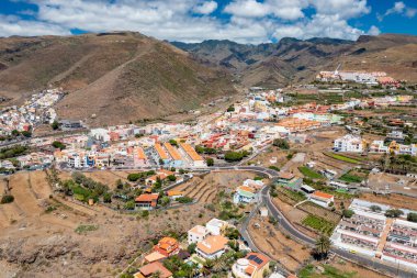 Vallehermoso yukarıdan. La Gomera, Kanarya Adaları.