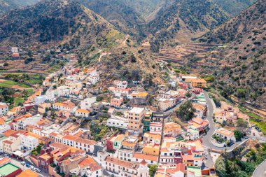 Vallehermoso yukarıdan. La Gomera, Kanarya Adaları.