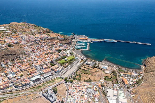 Γκομέρα Αεροφωτογραφία Της Μαρίνας Και Της Πόλης San Sebastian Gomera — Φωτογραφία Αρχείου
