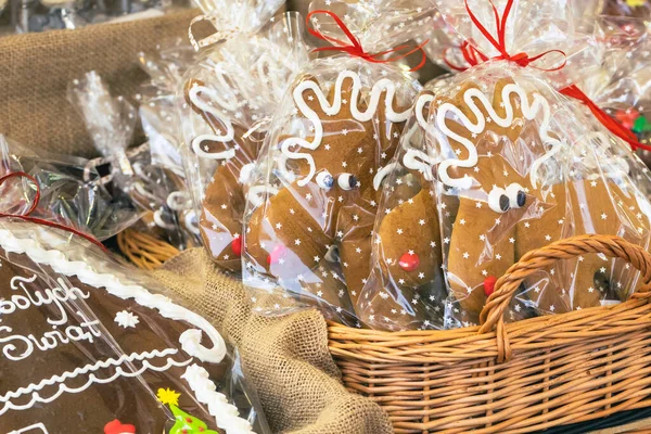 Cake Biscuit Kraam Een Traditionele Kerstmarkt — Stockfoto