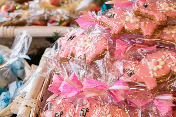 Cake Biscuit Stall Traditional Christmas Market — 图库照片