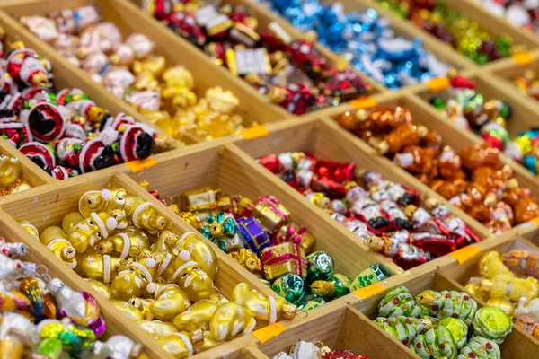 Coloridas Decoraciones Navideñas Tradicional Mercado Navidad — Foto de Stock