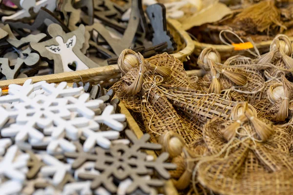 Kleurrijke Kerstversiering Traditionele Kerstmarkt — Stockfoto