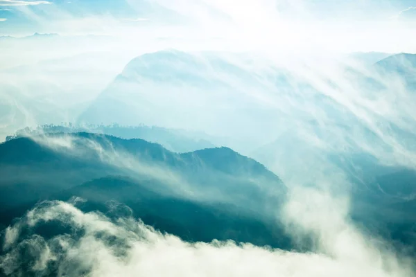 Vista Del Valle Con Aldeas Montañas Amanecer Vista Desde Pico —  Fotos de Stock