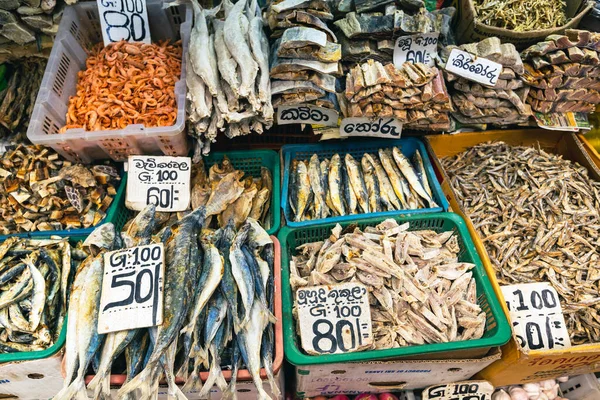 Kandy Belediyesi Merkez Pazarı Nda Meyve Sebze Balık Kuru Yiyecek — Stok fotoğraf