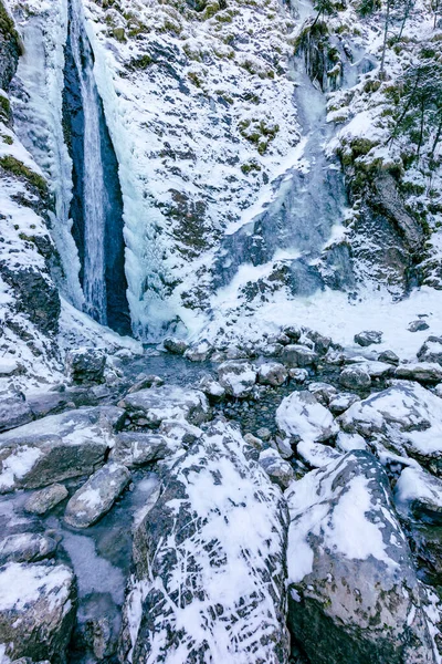 Cascade Siklawica Heure Hiver Montagnes Tatra Pologne Près Zakopane Europe — Photo