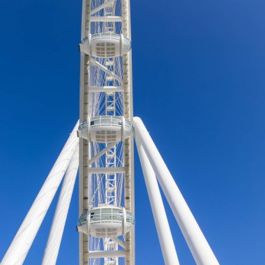 DUBAI, BAE, FEBRUARY 05, 2022: Dubai Eye veya Al Ain, Bluewater Adası. Birleşik Arap Emirlikleri. Orta Doğu. 