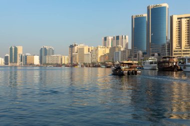 Bay Creek 'in modern bölümü, Dubai Deira Eski Kasabası. Birleşik Arap Emirlikleri. Orta Doğu. 