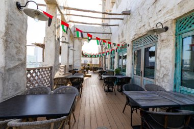  Geleneksel Arap Tarzı Restoranı. Dubai Deira Eski Kasabası. Birleşik Arap Emirlikleri. Orta Doğu.