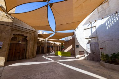 Al Seef Geleneksel Arap Bölgesi Mimarisi. Dubai Deira Eski Kasabası. Birleşik Arap Emirlikleri. Orta Doğu. 
