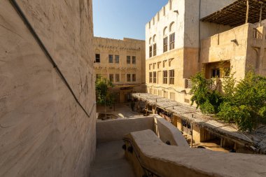 Al Seef Geleneksel Arap Bölgesi Mimarisi. Dubai Deira Eski Kasabası. Birleşik Arap Emirlikleri. Orta Doğu. 