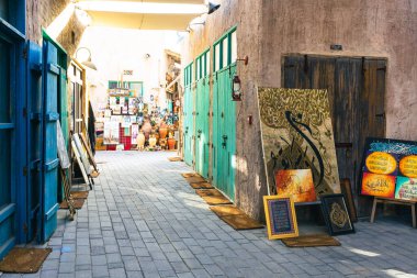 Al Seef Geleneksel Arap Bölgesi Mimarisi. Dubai Deira Eski Kasabası. Birleşik Arap Emirlikleri. Orta Doğu. 
