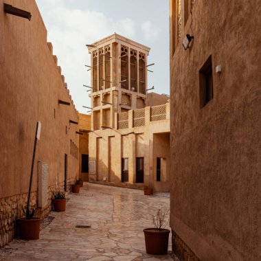 Al Seef Geleneksel Arap Bölgesi Mimarisi. Dubai Deira Eski Kasabası. Birleşik Arap Emirlikleri. Orta Doğu. 