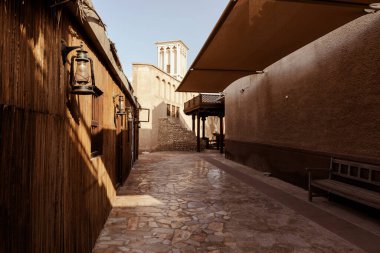 Al Seef Geleneksel Arap Bölgesi Mimarisi. Dubai Deira Eski Kasabası. Birleşik Arap Emirlikleri. Orta Doğu. 