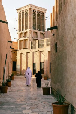 Al Seef Geleneksel Arap Bölgesi Mimarisi. Dubai Deira Eski Kasabası. Birleşik Arap Emirlikleri. Orta Doğu. 