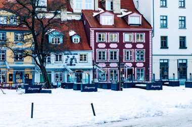Riga Eski Kasabası. Orta Çağ Gotik Mimarisi. Riga Letonya 'nın başkenti. Baltık devletleri. Avrupa.