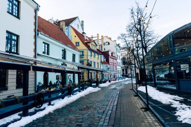 Riga Eski Kasabası. Orta Çağ Gotik Mimarisi. Riga Letonya 'nın başkenti. Baltık devletleri. Avrupa.