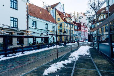 Riga Eski Kasabası. Orta Çağ Gotik Mimarisi. Riga Letonya 'nın başkenti. Baltık devletleri. Avrupa.