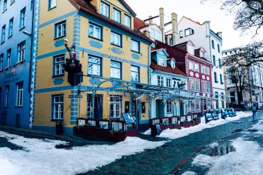 Riga Eski Kasabası. Orta Çağ Gotik Mimarisi. Riga Letonya 'nın başkenti. Baltık devletleri. Avrupa.