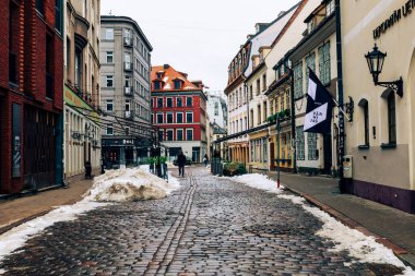 Riga Eski Kasabası. Orta Çağ Gotik Mimarisi. Riga Letonya 'nın başkenti. Baltık devletleri. Avrupa.