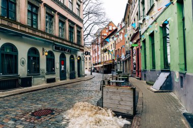 Riga Eski Kasabası. Orta Çağ Gotik Mimarisi. Riga Letonya 'nın başkenti. Baltık devletleri. Avrupa.
