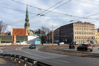Riga Eski Kasabası. Orta Çağ Gotik Mimarisi. Riga Letonya 'nın başkenti. Baltık devletleri. Avrupa.