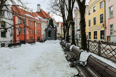 Tallin Eski Kasabası. Orta Çağ Gotik Mimarisi. Tallin Estonya 'nın başkenti. Baltık devletleri. Avrupa.