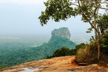 Sri Lanka 'daki Sigiriya Aslan Kayası kalesi ve manzarası. Pidurangala Kayasından Görünüm.