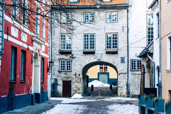 Porta Svedese Nella Città Vecchia Riga Architettura Gotica Medievale Riga — Foto Stock