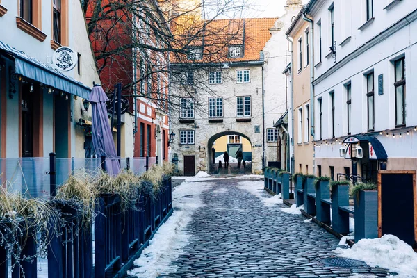 Portão Sueco Cidade Velha Riga Arquitetura Gótica Medieval Riga Capital — Fotografia de Stock