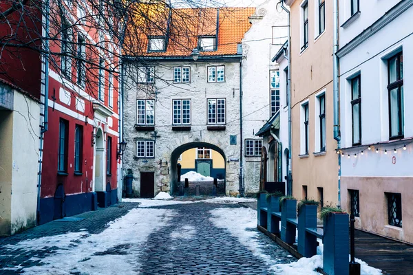 Portão Sueco Cidade Velha Riga Arquitetura Gótica Medieval Riga Capital — Fotografia de Stock
