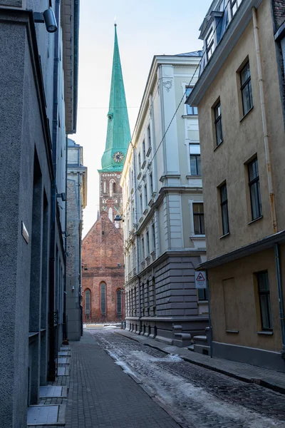 Oude Stad Van Riga Middeleeuwse Gotische Architectuur Riga Hoofdstad Van — Stockfoto