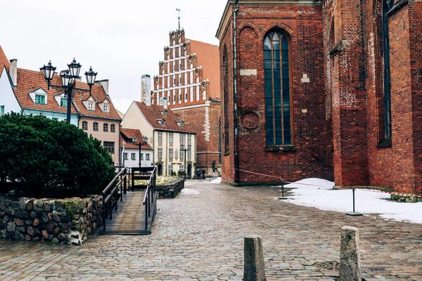 Gamla Stan Riga Medeltida Gotisk Arkitektur Riga Lettlands Huvudstad Baltiska — Stockfoto