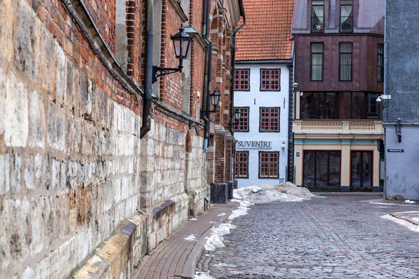 Riga Gamle Bydel Middelalderlig Gotisk Arkitektur Riga Letlands Hovedstad Baltiske - Stock-foto